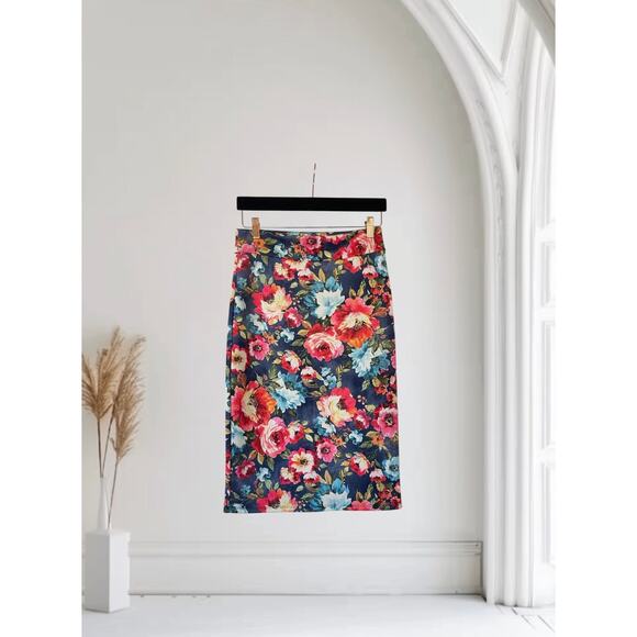 HerShe Floral Stretch Mid Length Skirt Medium - Picture 1 of 5
